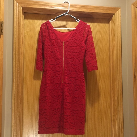 Red lace Laundry Dress - Picture 2 of 3